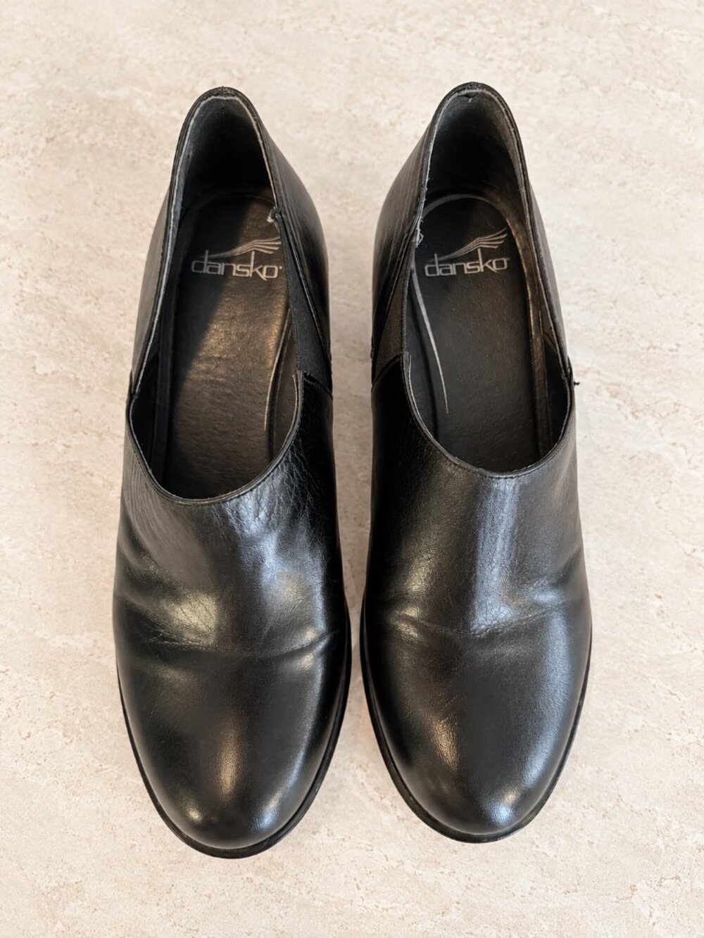 Dansko Baylee Black Leather Slip On Heeled Comfort Shoes Womens EU 40 US 9.5